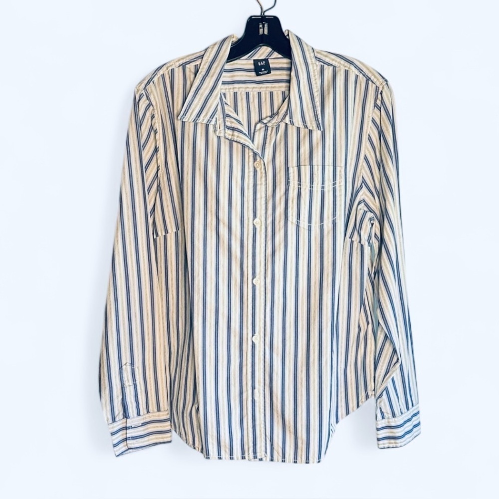 Gap Striped Blue and Cream Striped Shirt
